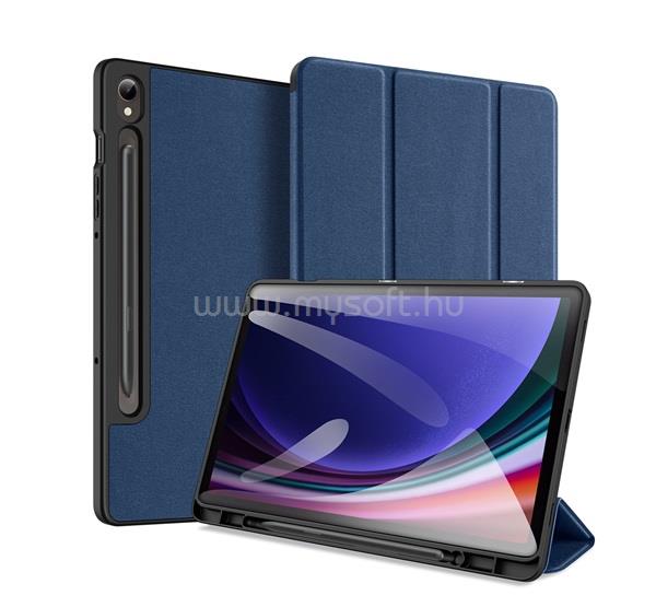 DUX DUCIS Samsung Tab S10 Lite WIFI / Tab S10 Lite LTE DOMO tok álló, bőr hatású aktív FLIP, textil minta, SÖTÉTKÉK