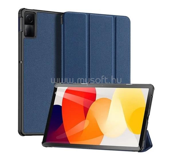 DUX DUCIS Redmi Pad SE 11 DOMO tok álló, bőr hatású aktív FLIP, textil minta, SÖTÉTKÉK