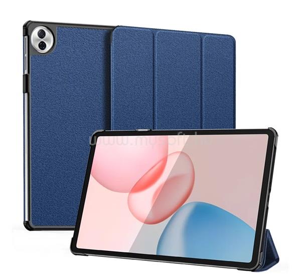 DUX DUCIS Honor Pad 10 WIFI / Pad 10 5G DOMO tok álló, bőr hatású aktív FLIP, textil minta, SÖTÉTKÉK