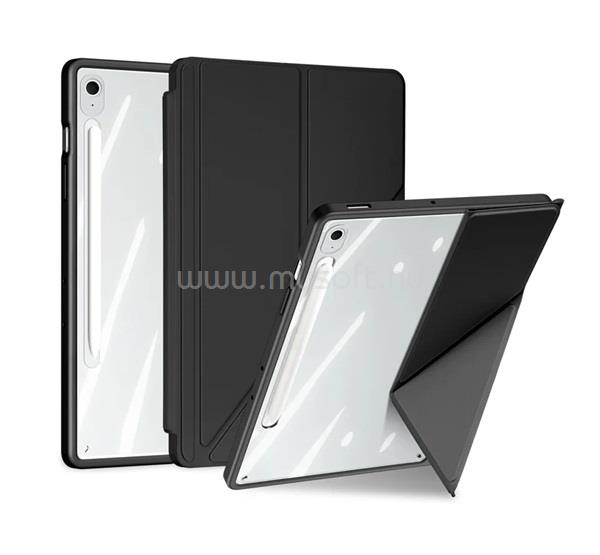 DUX DUCIS Samsung Tab S10 FE Plus WIFI MAGI ORIGAMI tok álló, bőr hatású aktív FLIP, ceruza tartó, FEKETE