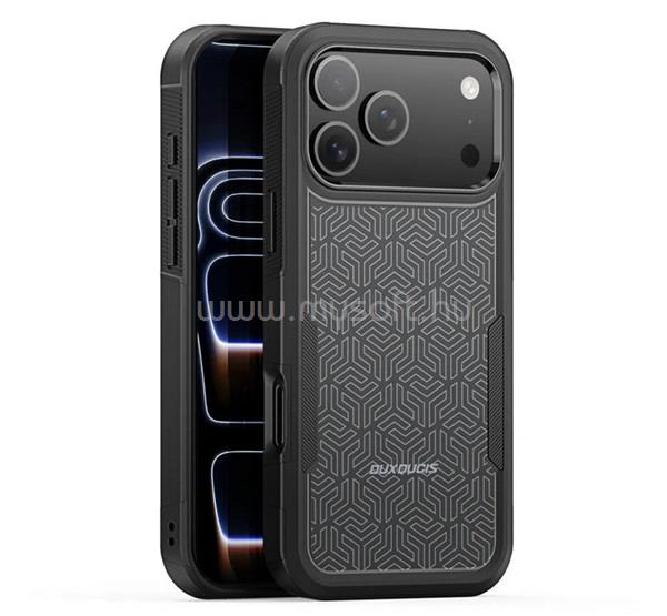 DUX DUCIS iPhone 18 Pro / 17 Pro DUX DUCIS SHLD defender szilikon telefonvédő erős ütésállóság, geometrikus minta, FEKETE