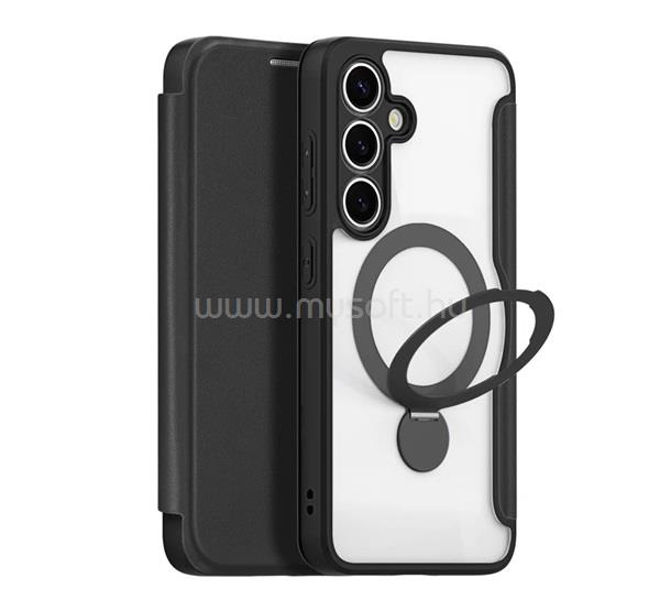 DUX DUCIS Samsung S25 Plus SKIN X PRO tok álló, bőr hatású FLIP, MagSafe, FEKETE
