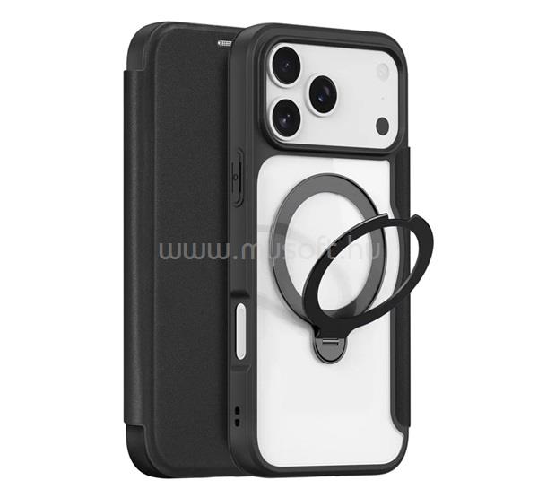 DUX DUCIS iPhone 18 Pro Max / 17 Pro Max DUX DUCIS SKIN X PRO tok álló, bőr hatású FLIP, MagSafe, FEKETE