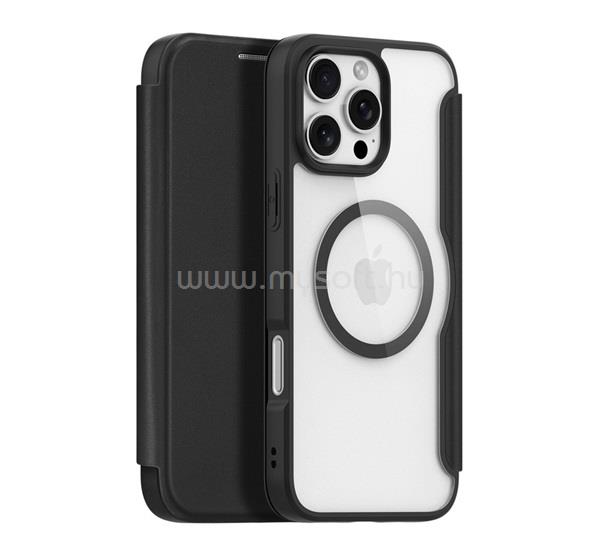DUX DUCIS iPhone 16 Pro DUX DUCIS SKIN X PRO tok álló, bőr hatású FLIP, MagSafe, FEKETE