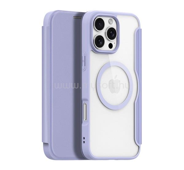 DUX DUCIS iPhone 16 Pro Max DUX DUCIS SKIN X PRO tok álló, bőr hatású FLIP, MagSafe, LILA