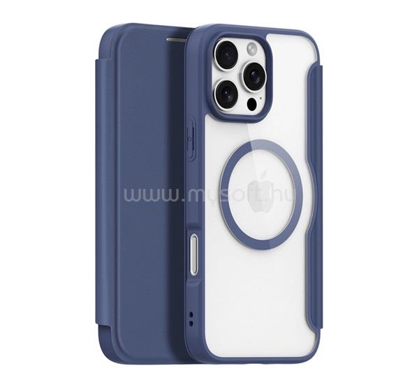 DUX DUCIS iPhone 16 Pro Max DUX DUCIS SKIN X PRO tok álló, bőr hatású FLIP, MagSafe, SÖTÉTKÉK
