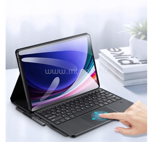 DUX DUCIS Samsung Tab S9 Ultra LTE TK bluetooth billentyűzet + touch pad asztali tartó, ceruza tartó, FEKETE