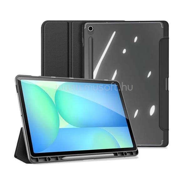 DUX DUCIS Samsung Tab S10 FE Plus WIFI TOBY tok álló, bőr hatású aktív FLIP, ceruza tartó, FEKETE
