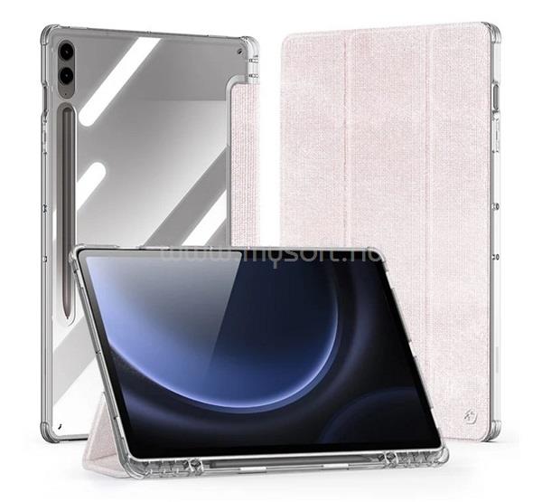DUX DUCIS Samsung Tab S9 FE Plus LTE UNID tok álló, textil hatású aktív FLIP, ceruza tartó, RÓZSASZÍN
