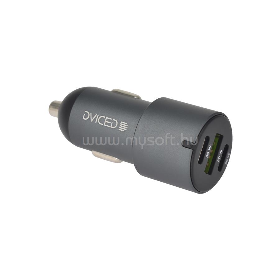 DVICED Car charger 60W 1 USB-A, 2 USB-C - Gray