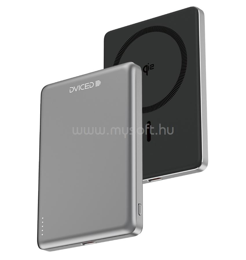 DVICED Qi2 Ultrathin MagSafe Power bank 5000mAh - Black/Grey