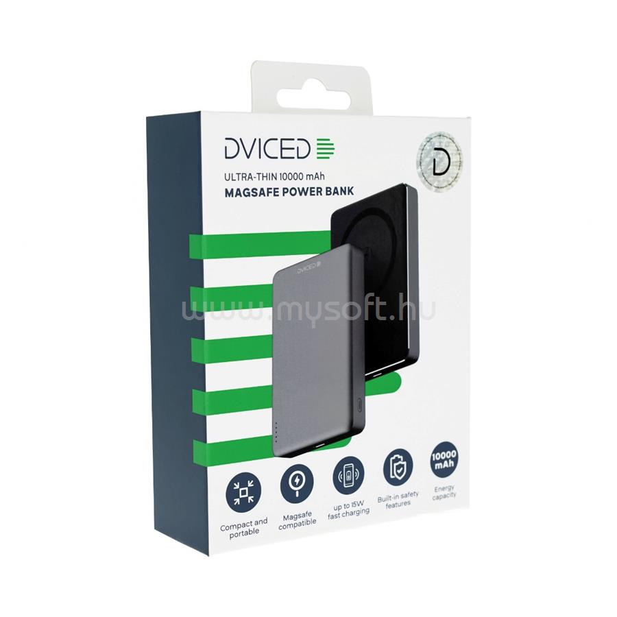 DVICED Ultrathin MagSafe Power bank 10000mAh - Black/Grey