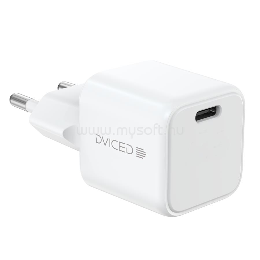 DVICED Wall charger 30W GaN USB-C EU w cable - White