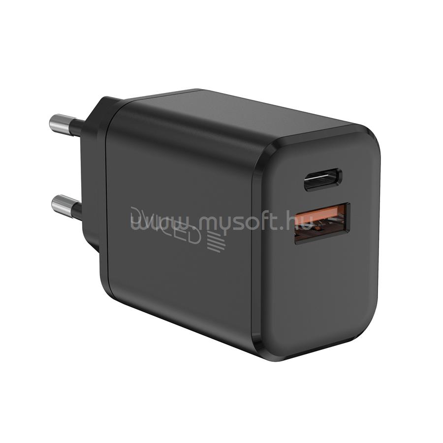 DVICED Wall charger 35W GaN 1 USB-A, 1 USB-C EU w cable - Black