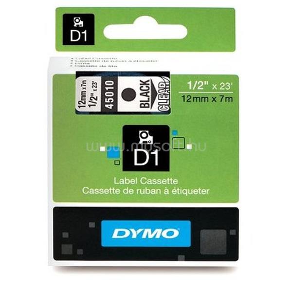 DYMO D1 12mmx7m áttetsző/fekete feliratozógép szalag