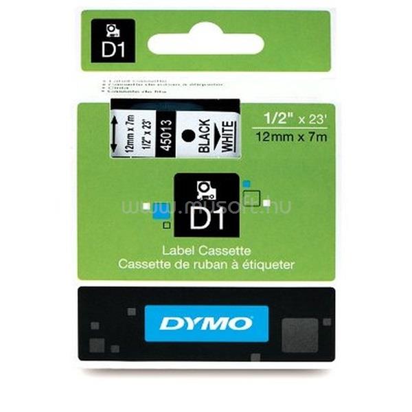DYMO D1 12mmx7m fehér/fekete feliratozógép szalag