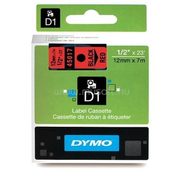 DYMO D1 12mmx7m fekete/piros feliratozógép szalag