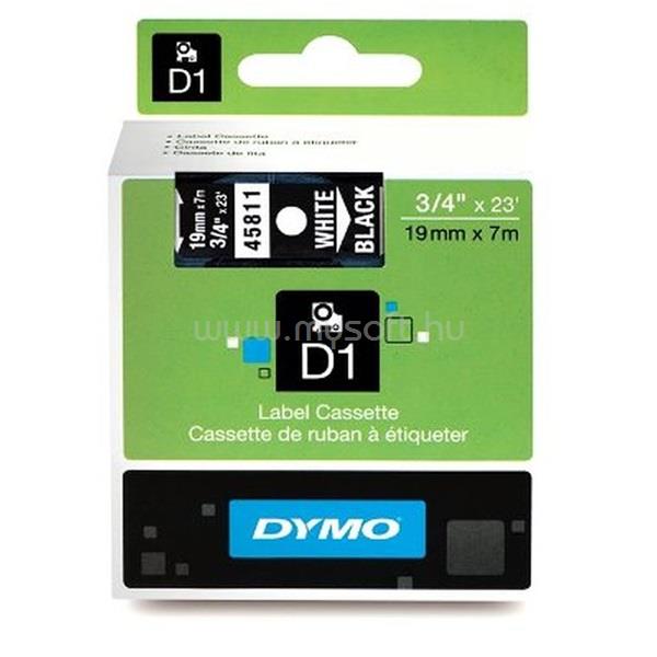DYMO D1 19mmx3,5m fehér/fekete feliratozógép szalag
