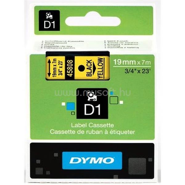 DYMO D1 19mmx3,5m fekete/sárga feliratozógép szalag