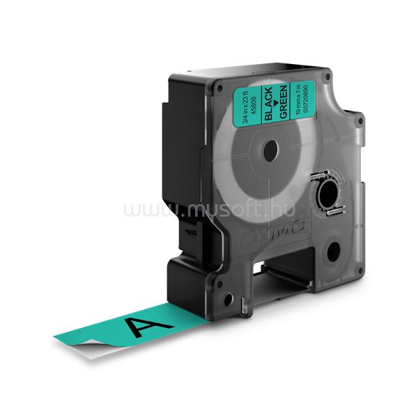 DYMO D1 19mmx7m fekete/zöld feliratozógép szalag