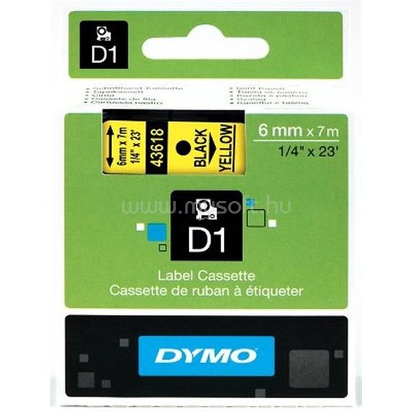 DYMO D1 6mmx7m sárga/fekete feliratozógép szalag