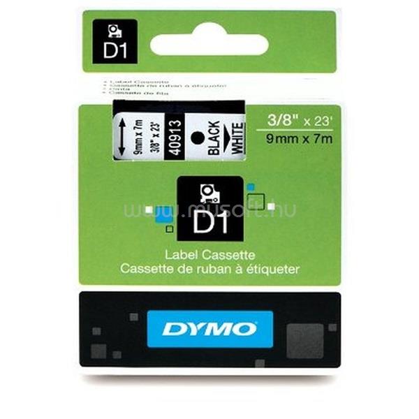 DYMO D1 9mmx7m fehér/fekete feliratozógép szalag
