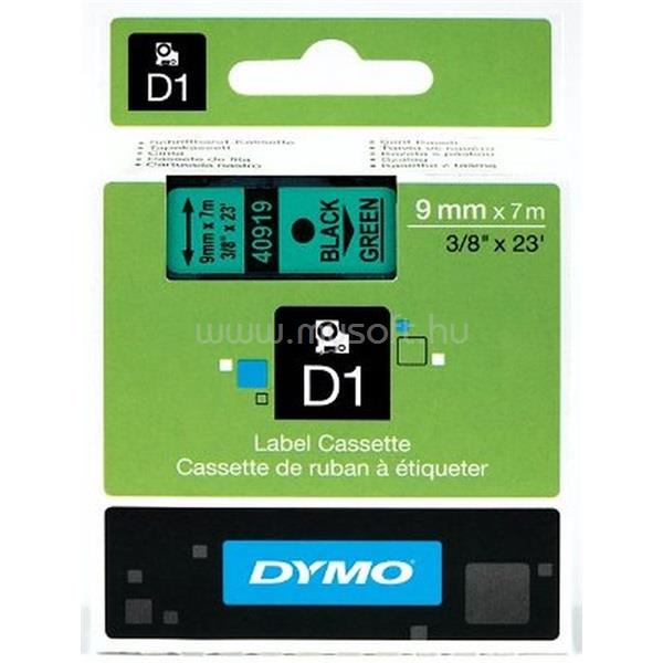 DYMO D1 9mmx7m fekete/zöld feliratozógép szalag