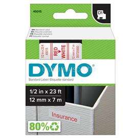 DYMO Feliratozógép szalag Letratag D1 S0720550/45015 12mmx7m, ORIGINAL, piros/fehér DYMO_979939 small