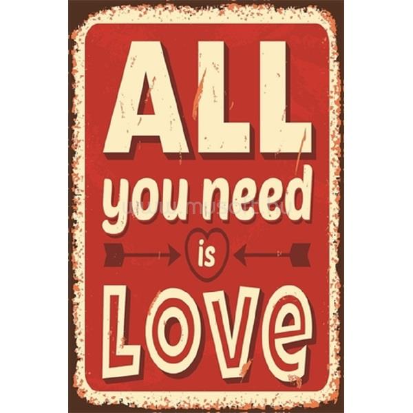 EGYEB BELFOLDI PF All you need is Love 20x30 cm-es retro dekor fémtábla