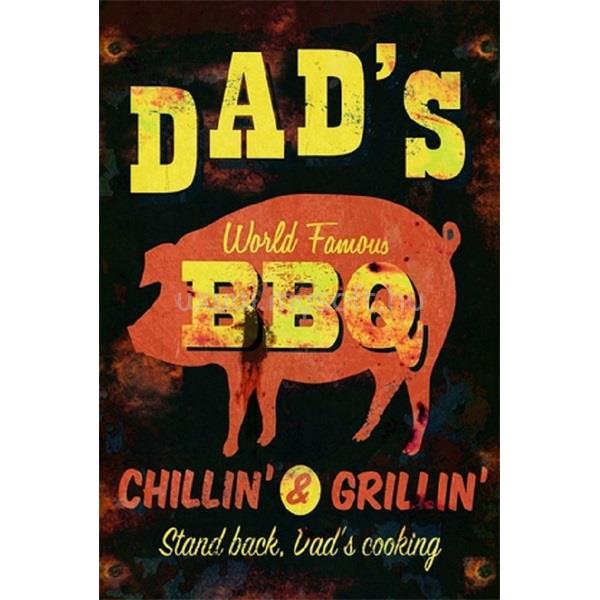 EGYEB BELFOLDI PF Dad`s BBQ 20x30 cm-es retro dekor fémtábla