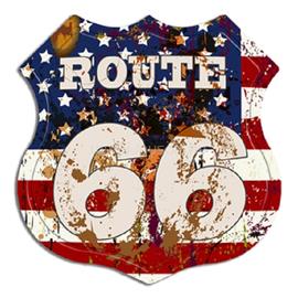 EGYEB BELFOLDI PF ROUTE 66-USA Flag 30x30 cm-es retro dekor fémtábla EGYEB_BELFOLDI_C20221 small