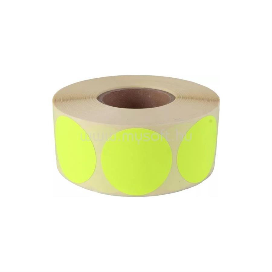 EGYÉB Etikett címke, 20mm, körcímke tekercses, 1000 címke/tekercs fluo sárga