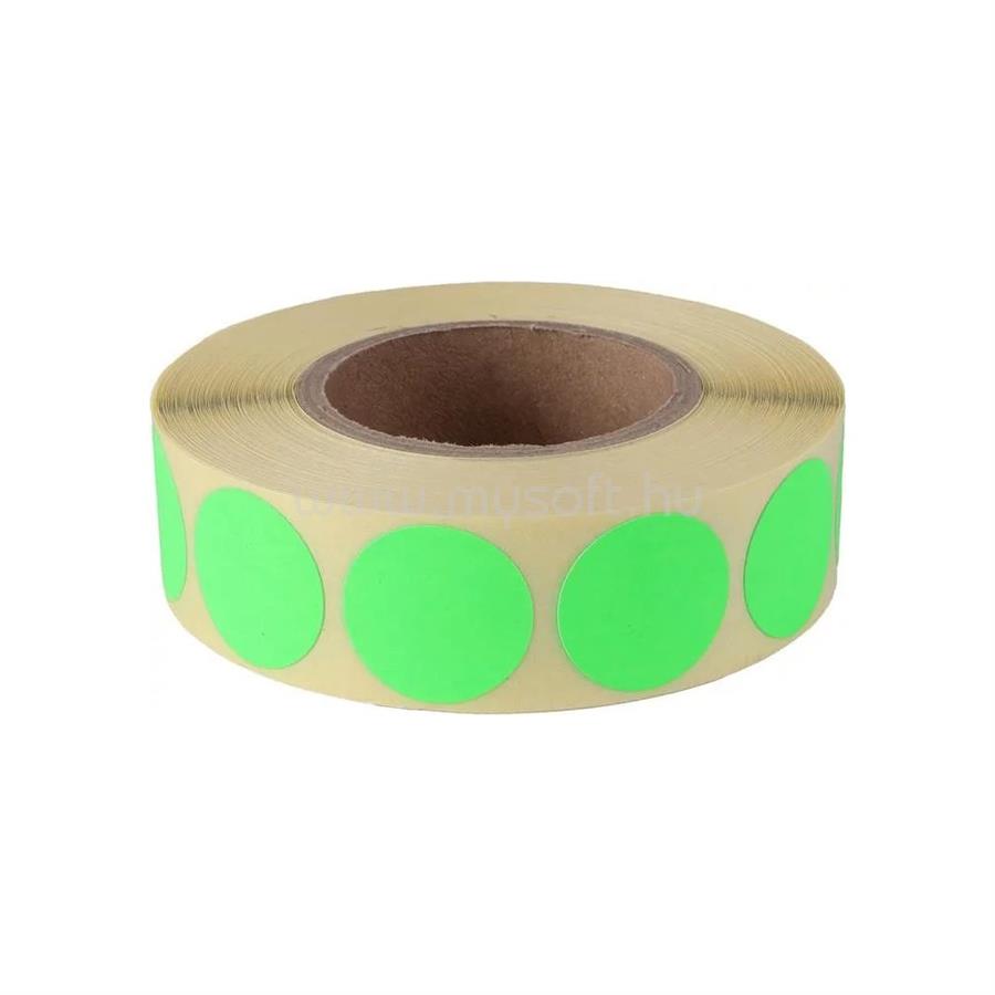 EGYÉB Etikett címke, 20mm, körcímke tekercses, 1000 címke/tekercs fluo zöld