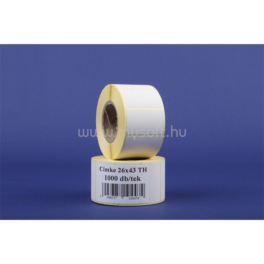 EGYÉB Etikett címke thermo, 26x43mm, tekercses, 1000 címke/tekercs fehér