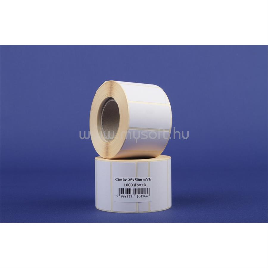 EGYÉB Etikett címke vellum 25x50mm, tekercses, 1000 címke/tekercs fehér