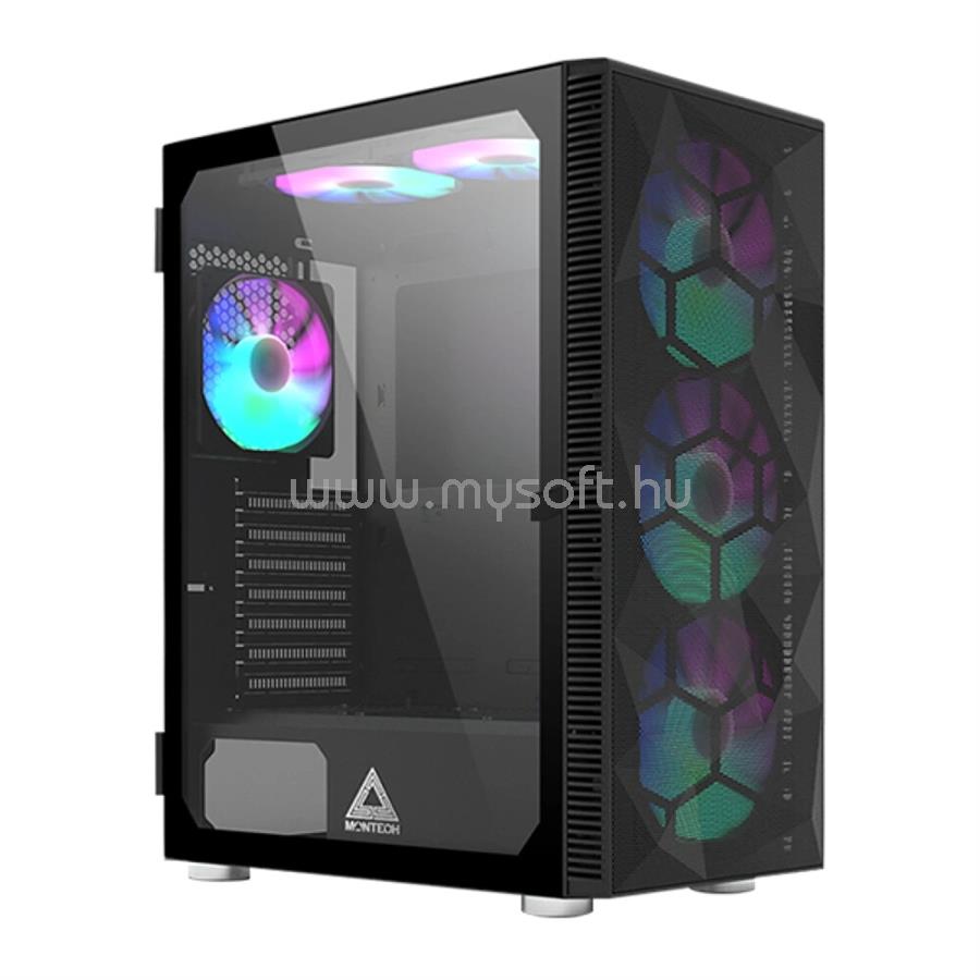 EGYÉB Montech X3 Mesh Midi-Tower, RGB, Tempered Glass - fekete