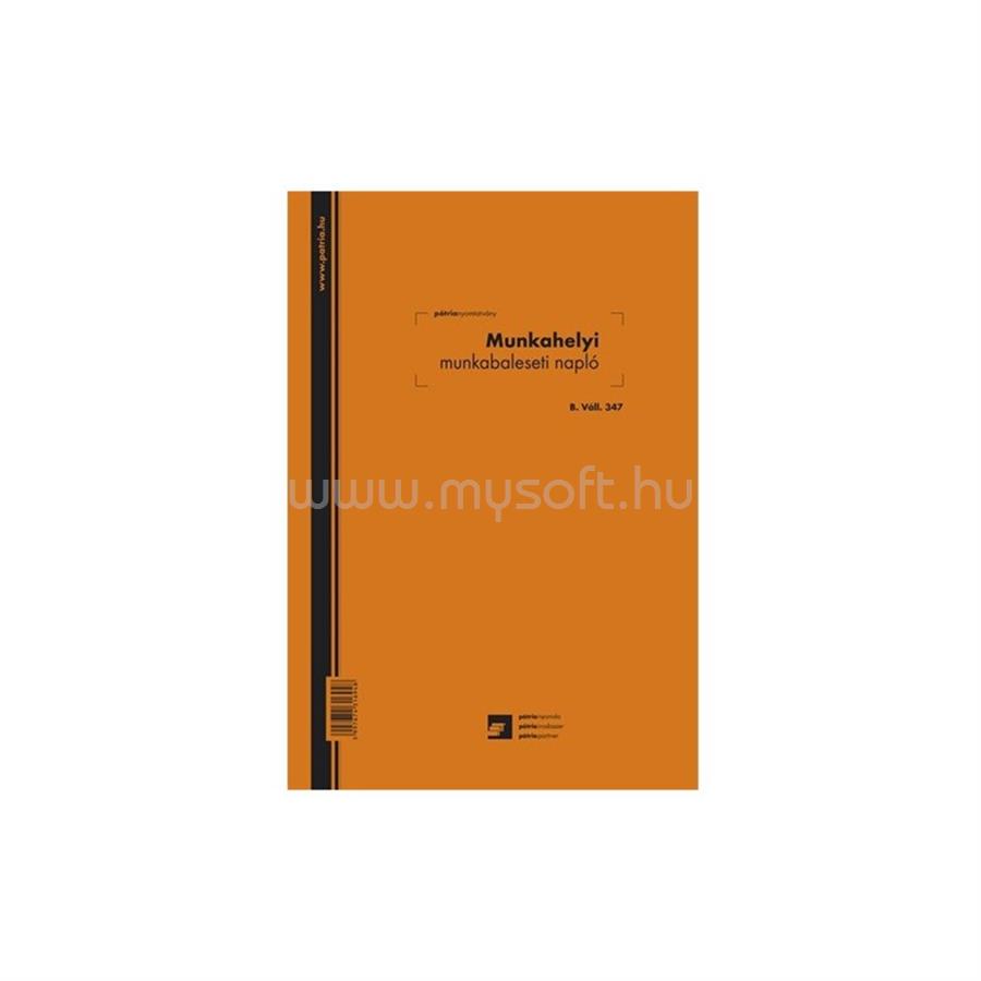EGYÉB Munkahelyi munkabaleseti napló 24 lapos füzet A/4 álló B.VALL.347