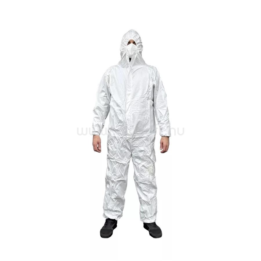 EGYÉB Munkavédelmi overál, hosszú ujjú vízlepergető kapucnis 3XL (fehér)