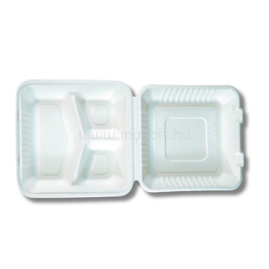 EGYÉB Papírdoboz ételes 3 részes 23 x 23 x 8cm komposztálható cukornád 100 db/csomag natúr