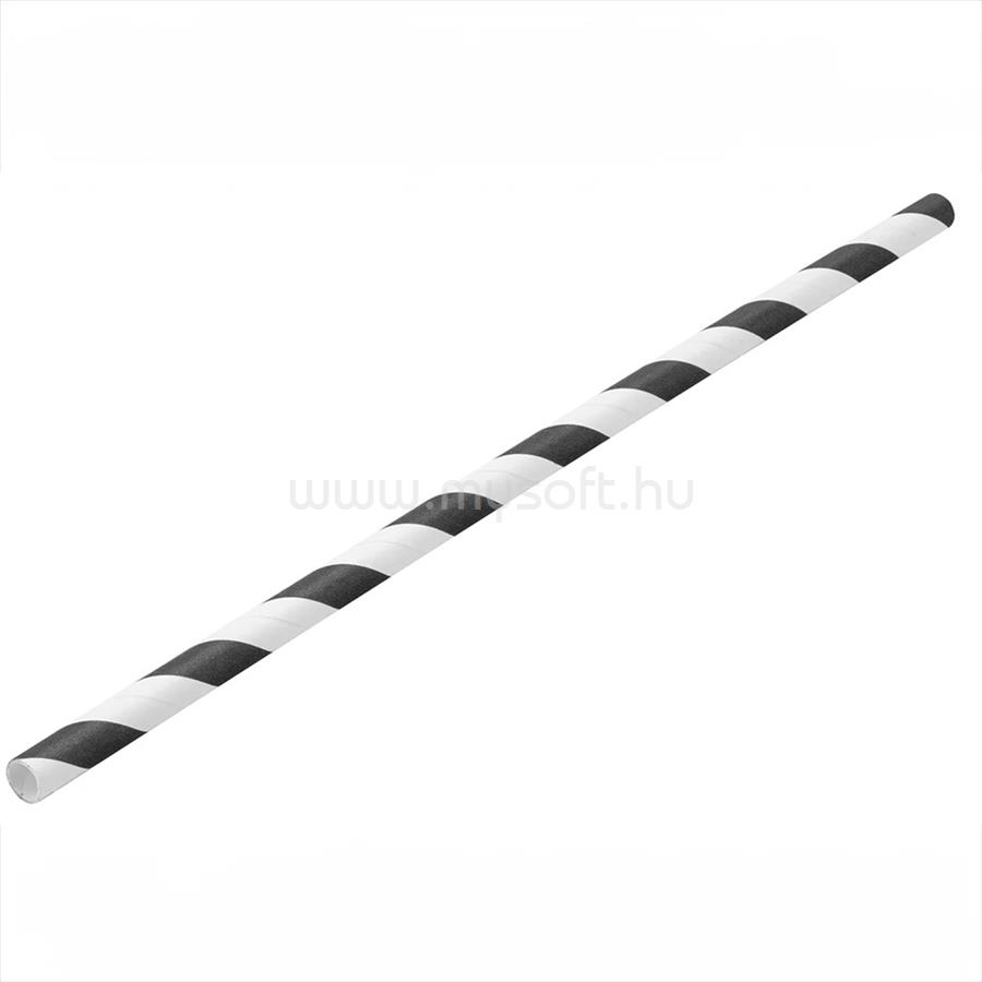 EGYÉB Szívószál papír 8 x 230 mm 250 db/csomag fekete / fehér csíkos