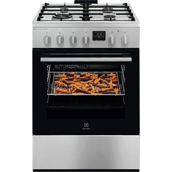 ELECTROLUX LKK664221X Kombinált tűzhely, sütő: 58L, SteamBake, AirFry, 60x60cm, Inox