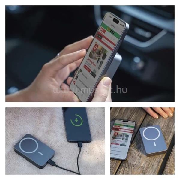 EMOS Emos WI 1046, 10 000 mAh, 20 W+Wireless powerbank (szürke)