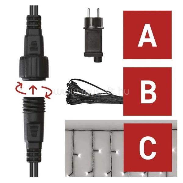 EMOS D1CC03 CNT 2,5m 100LED IP44 12W időzítős hideg fehér jégcsapok kezdő készlet