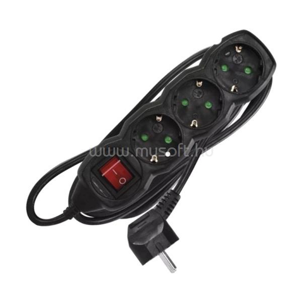 EMOS PC1321R 3 aljzat 1,5méter 1,5mm2 kapcsolós hosszabbító (fekete)