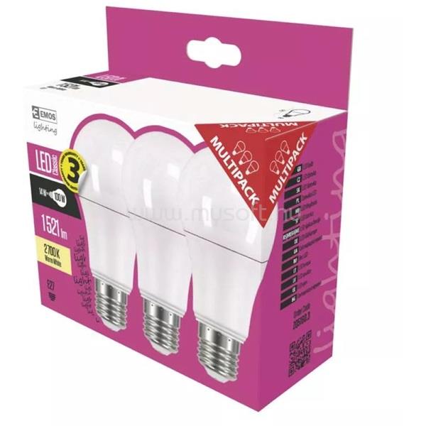 EMOS ZQ5160.3 Classic A60 14W 806lm E27 meleg fehér 3db-os LED izzócsomag
