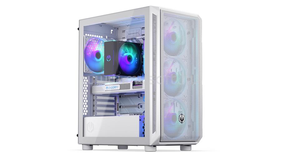 ENDORFY Számítógépház - Arx 500 White ARGB (ATX/micro ATX/ITX, 1xUSB-C, 2xUSB3.0, 4x14cm LED ventilátor, ablakos, fehér)