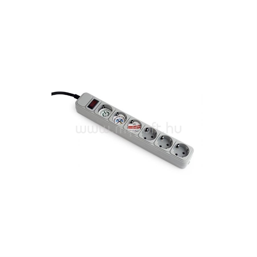 GEMBIRD Túlfeszültségvédő 6x Schuko, 1,8m
