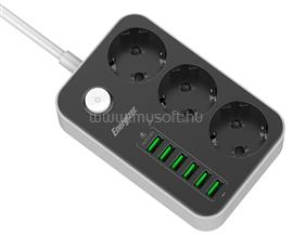 ENERGIZER EPB2500W01EU hálózati elosztó 3db hálózati és 6db USB csatlakozó aljzattal, túlfeszültség védelemmel, 2m kábel ENERGIZER_EPB2500W01EU_BK_ML small