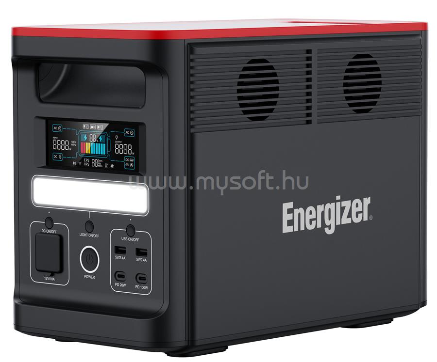 ENERGIZER PPS1500W2F_EU backup powerstation 1536Wh, 2db AC, 2db PD USB type-C, 2db USB-A QC, szivargyújtó kimenet