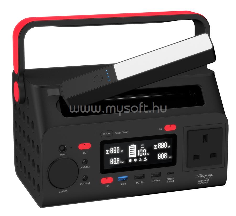 ENERGIZER PPS300W2F hordozható Powerstation 300Wh, 1db szinuszos AC, 1db DC , 1db szivargyújtó, 3db USB-A, 1db USB-C kimenet